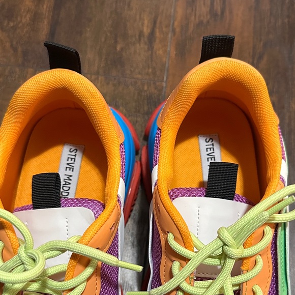 STEVE MADDEN Possession Chunky Lace Up Sneaker In Blue Multi Colored 10 - Picture 11 of 11